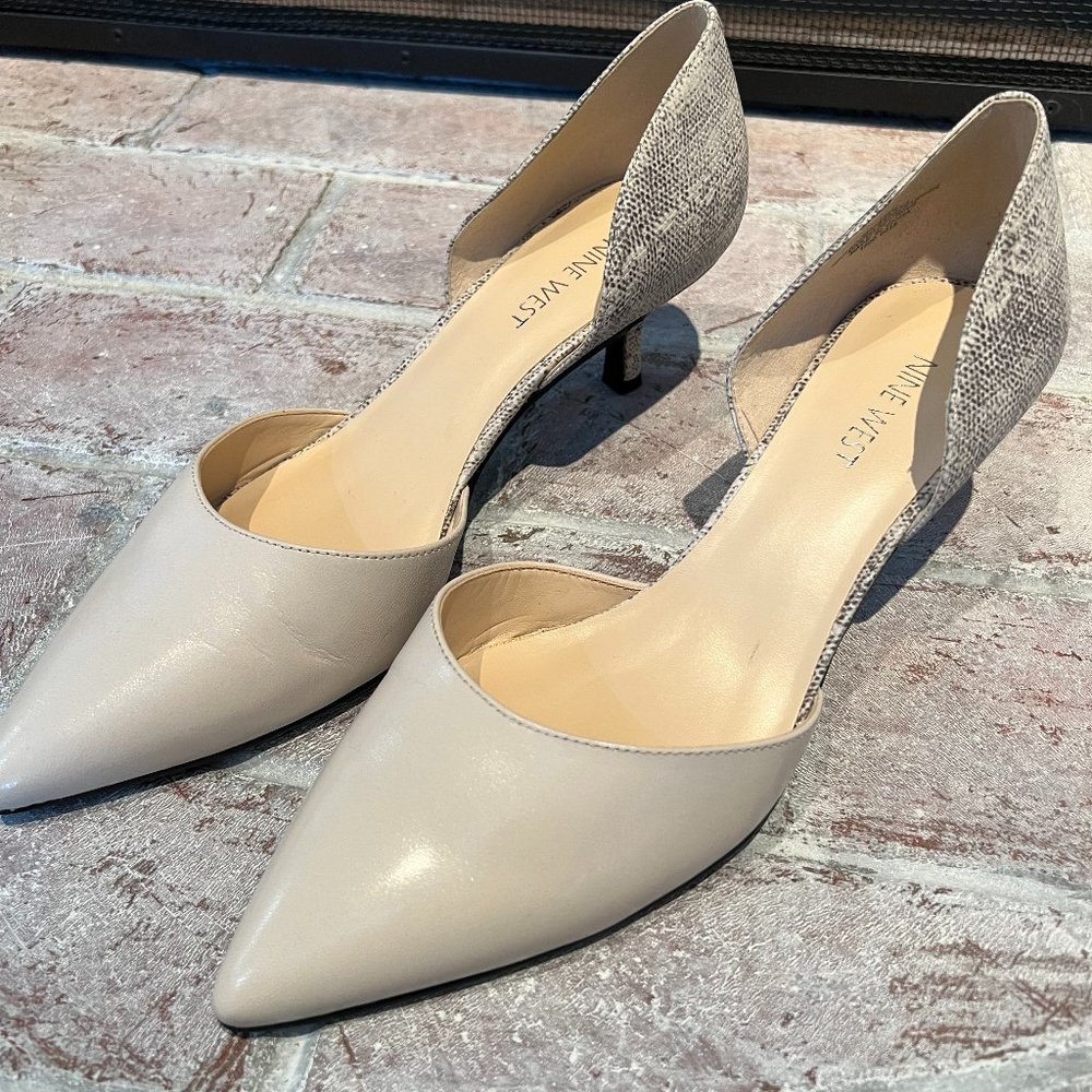 Nine West, Cream and Snakeskin, Size 10, Heels